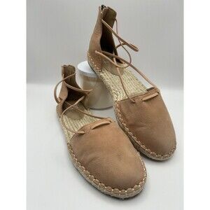 Eileen Fisher Lee Espadrille Flat Women's Sandals Leather Ecru Size 6 Strappy